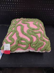 lot 6142 image: Brewster Beto Pink and Green Decorative Pillow