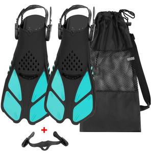 lot 6148 image: QKURT Snorkel Fins, Swimming Fins with Adjustable Buckles Open Heel, Diving Flippers for Men Women Youth Travel Size Short Fins for Snorkeling Diving Swimming size L