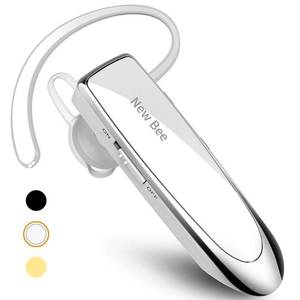 lot 6156 image: New Bee Bluetooth Earpiece V5.0 Wireless Handsfree Headset with Microphone 24 Hrs Driving Headset 60 Days Standby Time for iPhone Android Samsung Laptop Trucker Driver (White)