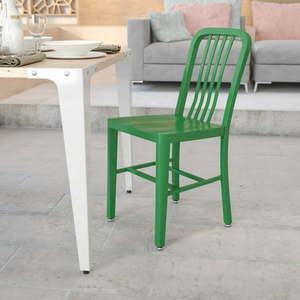 lot 7232 image: Flash Furniture Commercial Grade Green Metal Indoor-Outdoor Chair