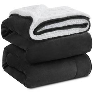 lot 7234 image: KAWAHOME Sherpa Fleece Queen Size Blanket for Bed - Extra Warm and Heavy Thick Blankets for Winter, Super Soft 500GSM Plush Blanket, 90X 90 Dark Grey