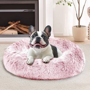 lot 7235 image: JOLLYVOGUE Calming Dog Bed for Small Dogs - 23 inches Donut Washable Small Dog Bed for Kittens & Puppies, Anti-Slip Round Fluffy Plush Faux Fur Cat Beds (Fits up to 25 lbs Pets, Smoke Pink)