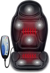 lot 7243 image: Snailax Massage Seat Cushion - Back Massager with Heat, 6 Vibration Massage Nodes & 2 Heat Levels, Massage Chair Pad for Home Office Chair��Black