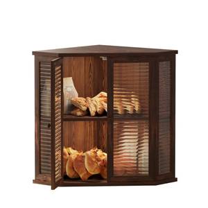 lot 7252 image: Aycarzcy Corner bread box Bread Box for Kitchen Countertop - Corner Bread Storage Box 16.5 H, Premium Wood with Glass Door, Perfect for Homemade Bread, Baguettes & Pastries