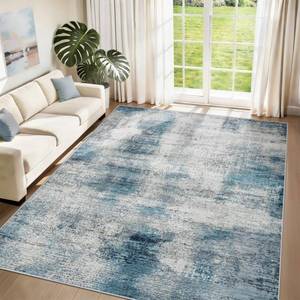 lot 7255 image: Washable Area Rugs for Living Room 6x9 Rug Abstract Neutral Soft Non Slip Low-Pile Carpet Indoor Floor Rug for Bedroom Home Office Nursery Dining Room Kitchen (Blue, 6x9)