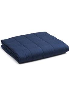 lot 7269 image: YnM Weighted Blanket,Heavy 100 Percent Oeko-Tex Certified Cotton Material(Navy, 80x87 20lbs), Two Persons(90160lb) Sharing Use on QueenKing Bed  A Duvet Included