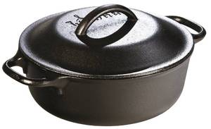 lot 7286 image: Lodge 2 Quart Pre-Seasoned Cast Iron Dutch Oven with Lid - Dual Handles - Use in the Oven, on the Stove, on the Grill or over the Campfire - Black