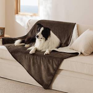 lot 7287 image: Bedsure Waterproof Dog Blankets for Extra Large Dogs - XL Cat Blanket Washable for Couch Protection, Sherpa Fleece Puppy Blanket, Soft Plush Reversible Throw Furniture Protector, 50x60, Coffee Brown