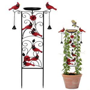 lot 7292 image: HEYTIMI 1 Pcs Cardinal Metal Garden Trellis for Climbing Plants 35 Bird Bath Plant Trellis Cardinal Decor Bird Feeder for Outside Garden Lawn Decorations Housewarming Christmas Memorial Gift Gardener