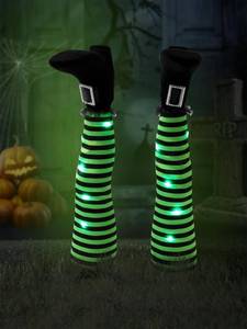 lot 7296 image: Halloween Witches Legs Decor Leg Yard Stakes Stake Wreaths Feet Door Crashing Garden Party Porch Wicked Hanging House Foot Outdoor Decorations (Green1)