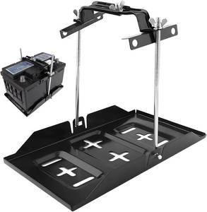 lot 7306 image: Battery Hold Down Tray Kit, Universal Battery Storage Holder, Metal Battery Tray with Adjustable Bracket Clamp, Rectangular Battery Tray for Cars Boats