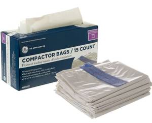 lot 7314 image: Universal 18 Gallon Heavy Duty Trash Compactor Bags, 2 Pack, WX60X1-2PK, Fits 15 inch Compactors, Compatible with Kitchenaid, Kenmore, Whirlpool, GE Appliances and most 15 inch Garbage Cans