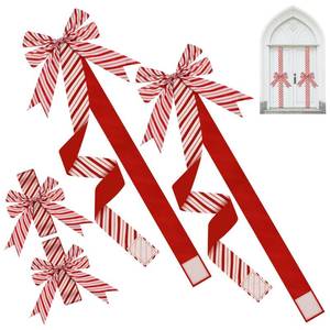 lot 7320 image: Multivana 8 Pcs Large Christmas Cabinet Door Bows and Ribbons 78 Inch Christmas Door Cabinet Bows for Gifts Xmas Holiday Furniture Kitchen Party Decorations (Red, White)