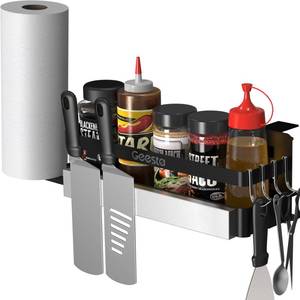 lot 7332 image: Geesta Upgraded Griddle Caddy for Blackstone 2836 GriddlesWeber GrillPrep Cart, BBQ Grill Accessories Space Saver with Magnetic Tool Holder & Paper Towel Holder