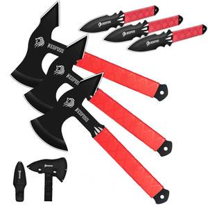 lot 8131 image: NEDFOSS Bear Throwing Knives Axes Set, Throwing Axes and Tomahawks with TPR Handle, 11.7 Full Tang Axe Throwing Axe, Axe Throwing Game for Backyard Recreation Outdoor