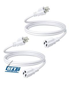 lot 8172 image: DEWENWILS 6ft Extension Cord, 16 AWG SJTW Weatherproof Power Cable for Indoor Outdoor Use, 3 Prong Grounded Outlets Plugs, ETL Listed, 2 Pack (White)