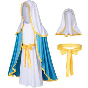lot 8175 image: Irtysh Classic Girl Biblical Religious Virgin Mary Costume Fancy Dress Costume Headwrap Hat Waist Rope Set(150)