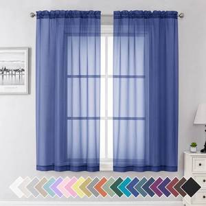 lot 8191 image: Aiyufeng Royal Blue Sheer Curtains 63 Inch Length 2 Panels Set, Semi Transparent Voile Dark Blue Sheer Window Drapes for Bedroom Bed Canopy Living Room Dining Wedding Party Backdrop, 40W x 63L inch