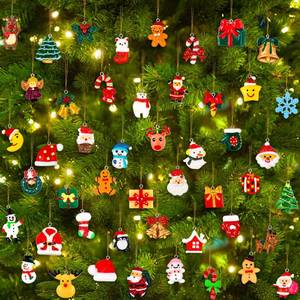 lot 8208 image: Thuodo 48PCS Mini Resin Christmas Ornaments Set, Tiny Hanging Decorations with String for Christmas Tree Decor