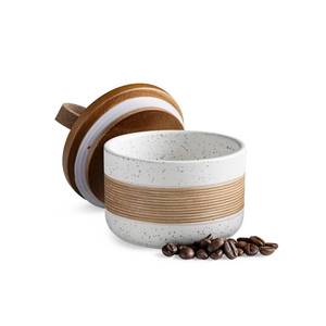lot 8215 image: Miamolo Small Ceramic Jar with Lid, Coffee Container Canister Kitchen Food Storage Jars for Spice Sugar Tea Bag, Stackable Decorative Jars for Countertop, White & 5 fl.oz