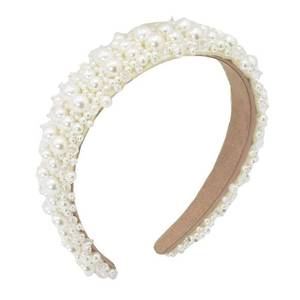 lot 8217 image: MHDGG Faux Pearl Headbands for Women White Bling Rhinestones Hairbands Bridal Hair Hoop Wedding Accessories for Girls