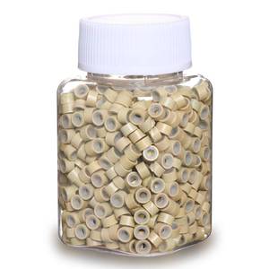 lot 8223 image: GOTDYA 1000pcs 5mm Blonde Extension Beads,Silicone Lined Micro Rings,MicroLink I Tip Weft Beads for Hair Tinsel and Feathers Extensions