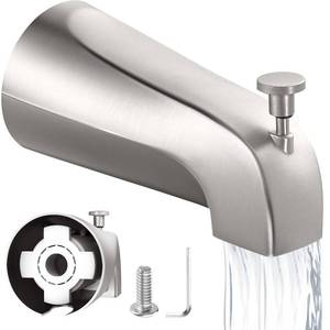 lot 8225 image: Tub Spout with Diverter �� Slip-Fit Bathtub Faucet Spout Replacement, 12�� Copper Pipe Connection, Easy to Install, Universal for Bathroom Shower (Brushed Nickel)