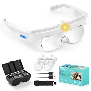 lot 8233 image: Magnifying Glass with Lights, Headband Hands Free Magnifying Glasses for Close Work, Flip-up Magnifier with 3 Color Temperature, 1.5X to 5.0X Lenses for Jewelry Crafts Soldering Repair (White)