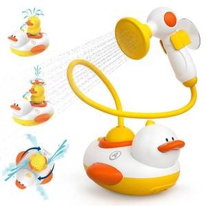lot 8234 image: Duckie Baby Bath Toys for Kids Ages 1-3, Baby Shower Head for Bathtub with Three Squirting Ducks, Birthday Gift for Toddler Boys Girls