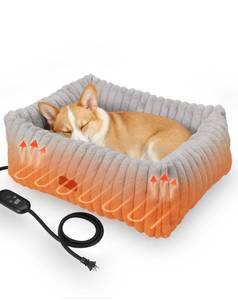 lot 13000 image: PETEMPO Heated Cat Bed Indoor, Pet Bed with 6 Temperature & 5 Timer Settings, Fluffy Cat Couch with Removable Machine-Washable Cover for Dogs Kitten Puppy in Winter, UL & FCC Certified, Medium, Grey