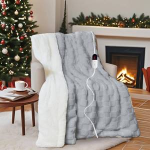 lot 13889 image: AEPINBH Electric Blanket Throw - Soft Checked Flannel with 6 Heating Levels, 4 Hours Auto-Off, Fast Heating, ETL & FCC Certified, 50x60, Overheating Protection, Cozy Heated Blanket Throw��Gray��