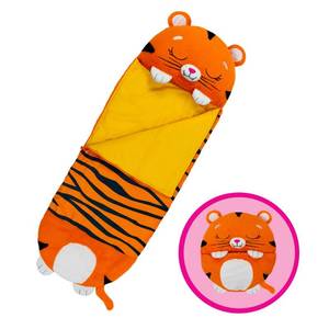 lot 13893 image: Happy Nappers Pillow & Sleepy Sack Large - Tiger Tobi - 66 x 30, 2-in-1 Plush Animal Opens Into Sleeping Bag, Soft Play & Nap Character, Kids 3