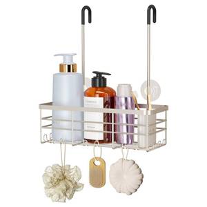 lot 13913 image: HapiRm Hanging Shower Caddy Organizer - No Drilling Shower Organizer with Hooks, Rustproof & Waterproof 304 Stainless Steel Bathroom Shelves - Brushed Nickel (1 Basket)