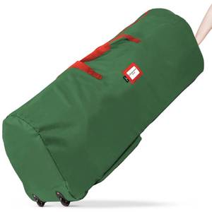 lot 13951 image: Handy Laundry Rolling Tree Storage Bag - For 9-Foot Artificial Christmas Holiday Tree. Zippered Bag, Carry Handles and Wheels for Easy Transport. Protects Against Dust, Insects, and Moisture. (GREEN)