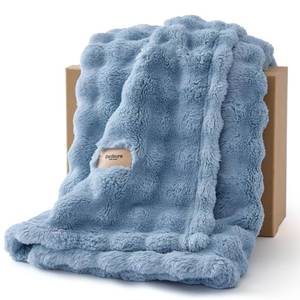 lot 13955 image: Bedsure 3D Fleece Bubble Blanket for Couch - GentleSoft Blue Throw Blanket for Sofa Bed Room Decor - Luxury Soft Cozy Gifts for Her, Lightweight, All Seasons, Celestial Blue, 50�60