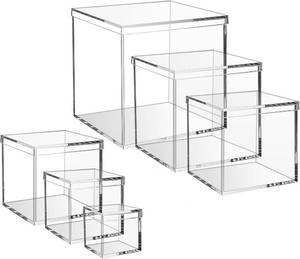 lot 13960 image: Gonice 64.743.332.5 inch Clear Acrylic Box with Lid, 6 PCS Plastic Decorative Storage Box for Jewelry, Candy Pill