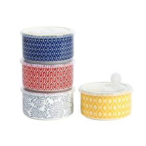 lot 13962 image: Selamica Ceramic Bowls with Lids,14 OZ Small Serving Bowls with Lids for Lunch Picnic Microwave Safe, 5 Inch Kitchen Food Storage Bowls Set of 4 for Prep, Salad, Pasta, Cereal, Assorted Colors