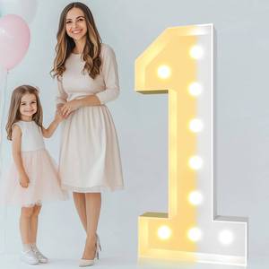 lot 13978 image: Pooqla 4 FT Light Up Marquee Numbers, Giant Mosaic Light Up Numbers Cool White and Warm White LED, Large Lighted Marquee Numbers for Balloons 1st 16th 21st Birthday Party Decoration, LED Number 1
