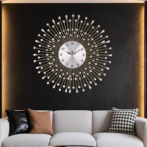 lot 13979 image: SIN&MI Large Wall Clock Decorative with Dazzling Crystals, Battery Operated Modern Elegance, Metal Wall Clocks for Living Room & Bedroom Decor, Exquisite Kitchen Decoration Clock 20 Inch