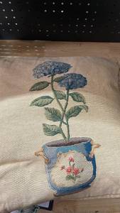 lot 13983 image: Hines of Oxford Blue Hydrangea Tapestry Pillow
