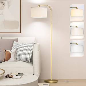 lot 13998 image: CNXIN Arc Floor Lamps for Living Room with 3 Color Temperatures, Modern Floor Lamp Reading Light with 9W Bulb Included, Standing Lamp with Adjustable White Hanging ��Lampshade for Bedroom Office(Gold)