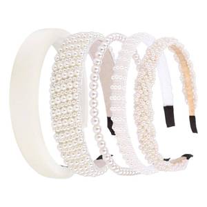 lot 14264 image: Goktvai 5pcs Headbands Set, 5 Style Fashion Simple Faux White Pearl Head Band for Women Daily Outfit Hair Accessories Bridal Headpiece Wedding Accessory