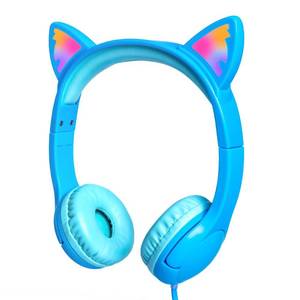 lot 14273 image: Olyre Kids Headphones with Sharing Port and Microphone, Girls Boys Headphone LED Cat Ears 85dB Volume Limited for ChildrenToddler Wired On Ear for TabletsE-ReadersOnlineSchoolTravel - Blue