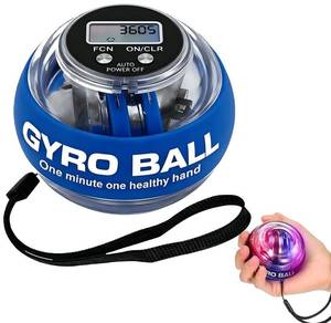 lot 14287 image: JWKPA Torque Ball Hand Exerciser,Gyro Ball Hand Wrist Exerciser with Counter,Compact and Portable, Auto-Start Colorful Lighting,Designed for Fitness Enthusiasts and Office Workers(Blue)