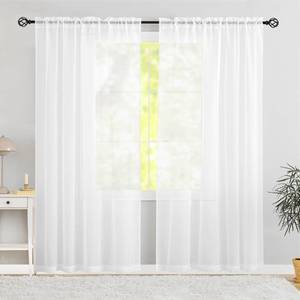 lot 14291 image: Karseteli Semi Voile White Sheer Curtains 63 Inches Long 2 Panels Rod Pocket Window Treatment for Living Room Bedroom Dining Room(White 60 W x 63 L)