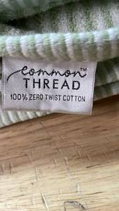 lot 14298 image: Thread Zero Twist Cotton Bath Towel - Sage Stripe (2)