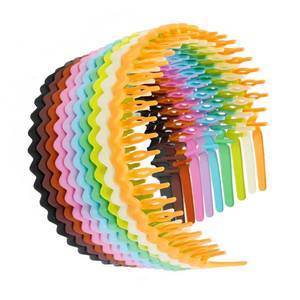 lot 14316 image: WOVOWOVO Plastic Headbands for Women Teen Girls Men, 10 Packs Thin Headband with Teeth Non Slip, Spring Hot Summer Bright Pink Green Hairband Hair Accessories