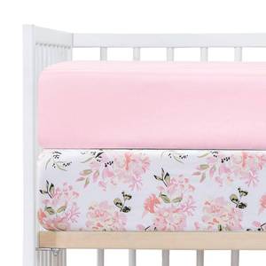 lot 14317 image: Crib Sheets Girl 2 Pack Set, 2 Pack Toddler Bed Sheets Set, Floral Print Fitted Crib Sheet for Standard Crib & Toddler Mattress, Size 28 x 52 inches, Pink N Floral