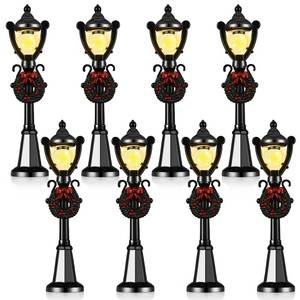 lot 14323 image: Christmas Lamp Post Village Accessories Village Fairy Lamp Train Lantern Miniature Street Decorative Streetlights for Dollhouse Pathway(Minimalist Style,8 Pieces)