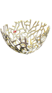 lot 15202 image: Modern Coral Branch Coastal Metal Bowl